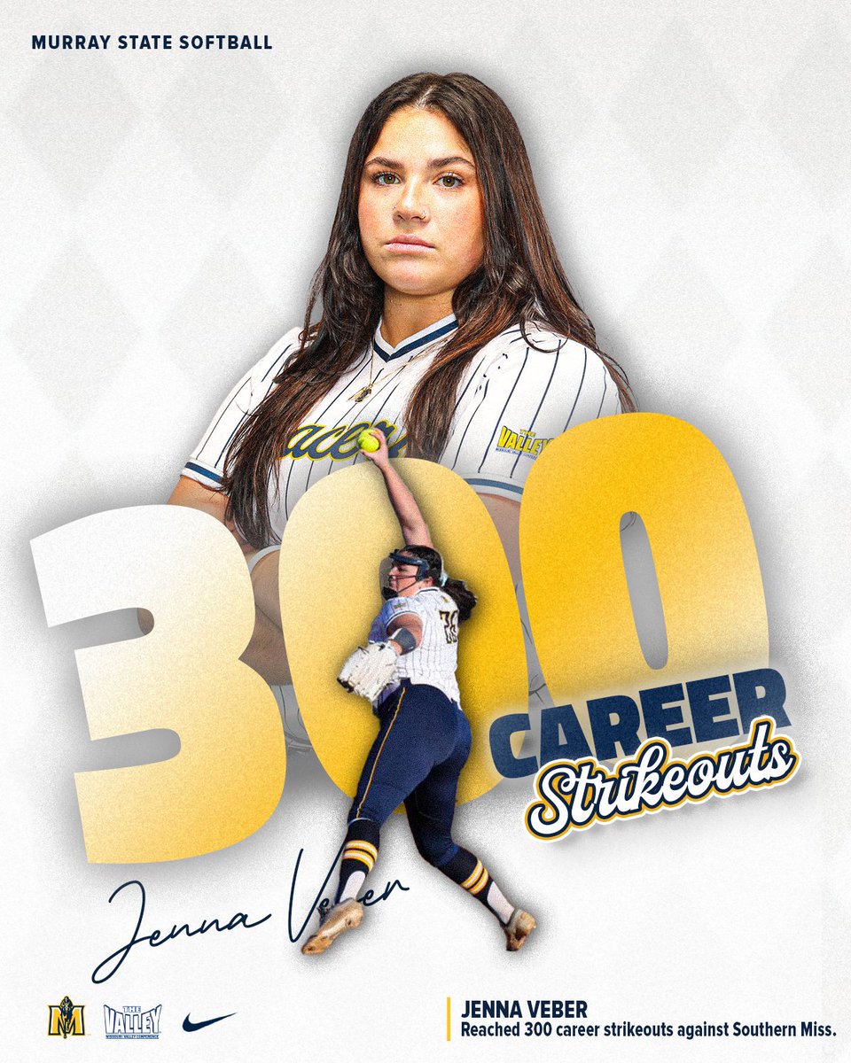 𝙏𝙃𝙍𝙀𝙀 𝙃𝙐𝙉𝘿𝙍𝙀𝘿 𝙆𝙨 ‼️ @JennaVeberr has reached 300 career strikeouts against Southern Mississippi! What a milestone! #GoRacers🏇