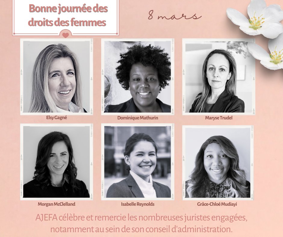 « Chaque fois qu'une femme se défend, elle défend toutes les femmes » - Maya Angelou À l'occasion de la Journée internationale des droits des femmes, l'AJEFA remercie les nombreuses juristes engagées notamment au sein de son conseil d'administration. #frab