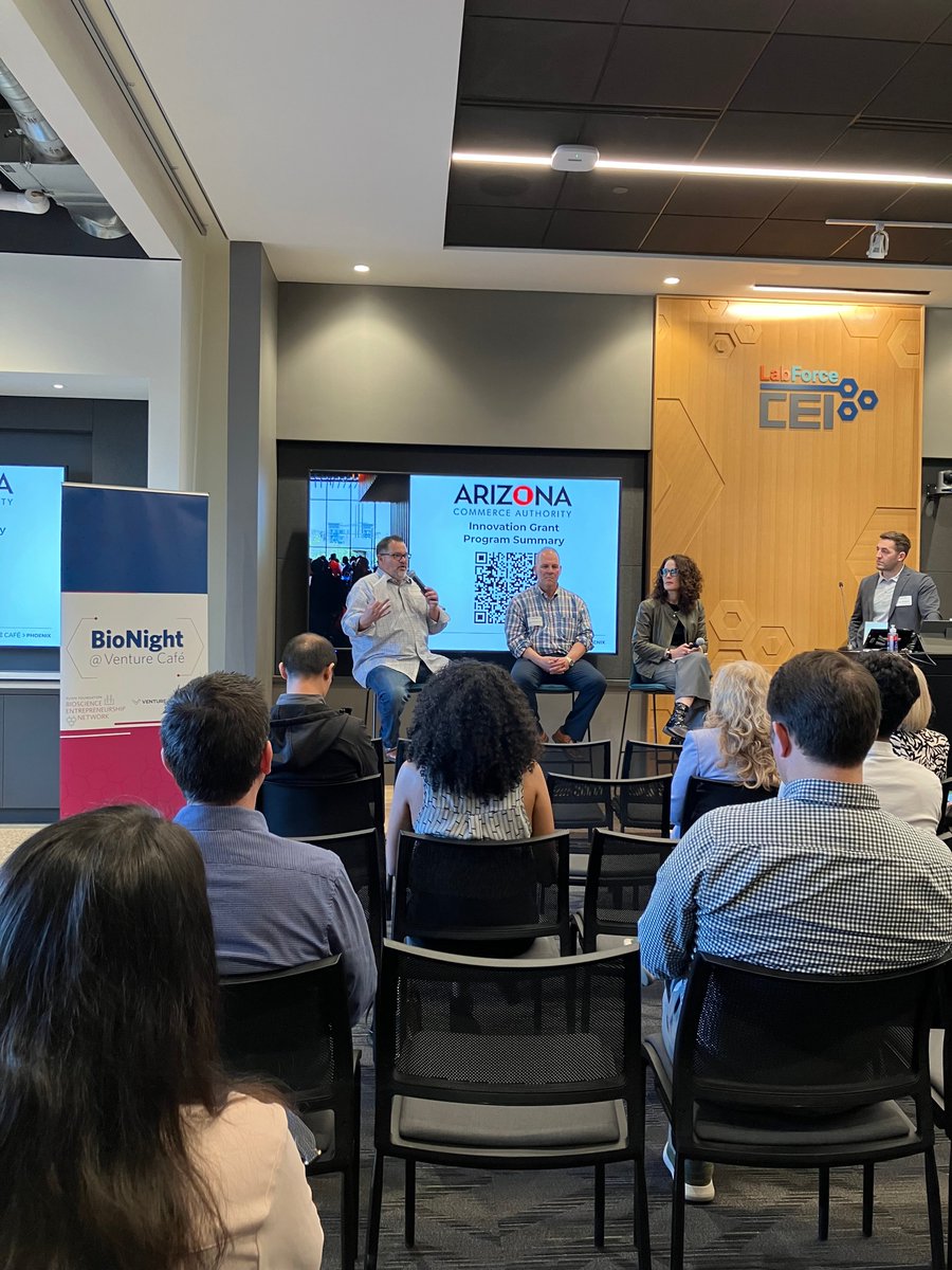 VentureCafePHX's tweet image. Yesterday 150 Entrepreneurs and Innovators gathered for (Phoenix’s) NIH: Shaping the Future of Global Health night!

Thank you to @ASU  and @PHXBioCore for making nights like these possible by sponsoring!