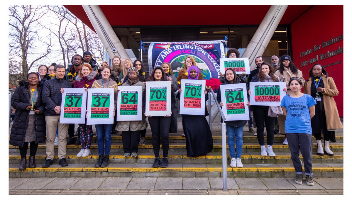 Once again @UCU_CandI protest against genocide in Gaza as part of #IWD stand with the women of Gaza day of action called by @stwc & @CNDuk calling for a ceasefire @ucu.