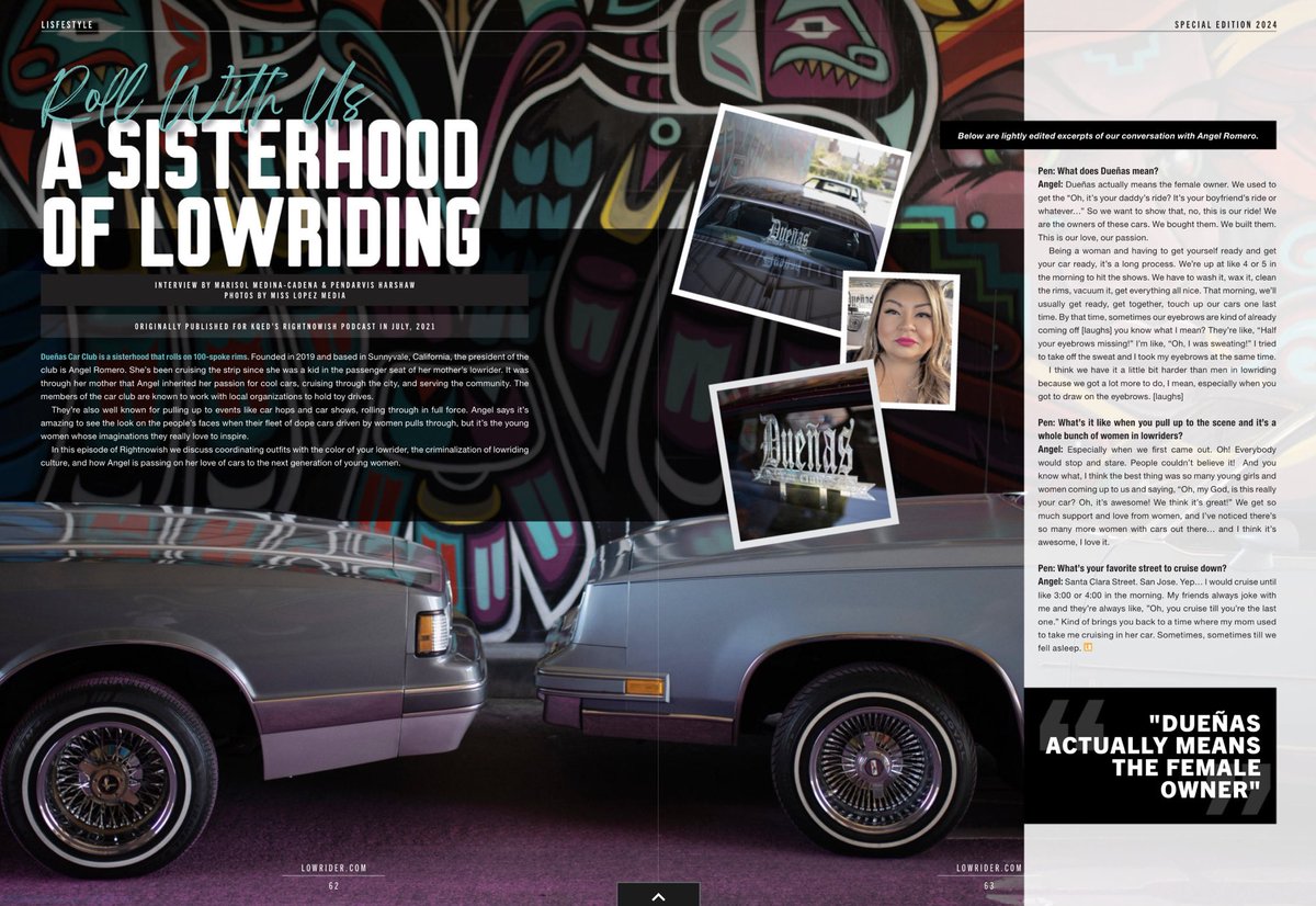 A classic episode of #Rightnowish about an all-women’s car club in the South Bay, Dueñas, got converted into print and is featured in the latest edition of Lowrider Magazine!!

motortrend.com/plus/magazines…