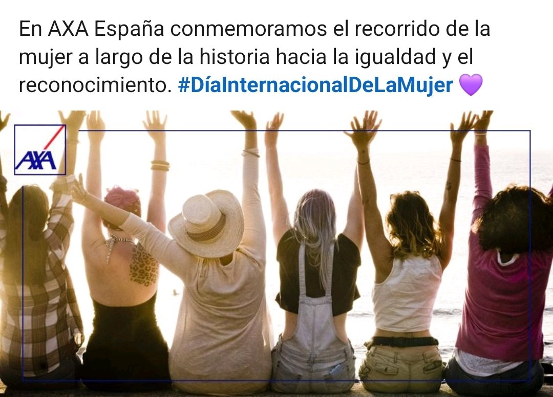 En <a href="/AXASegurosEs/">AXA España</a> hoy y siempre Felicitamos a las mujeres de nuestras vidas... madres, hermanas, hijas, abuelas, líderes, emprendedoras, compañeras...
Juntos hacia un mundo con igualdad y respeto.
#enAXApuedoseryomismo #DiaInternacionaldelaMujer #PoudToBeAXA