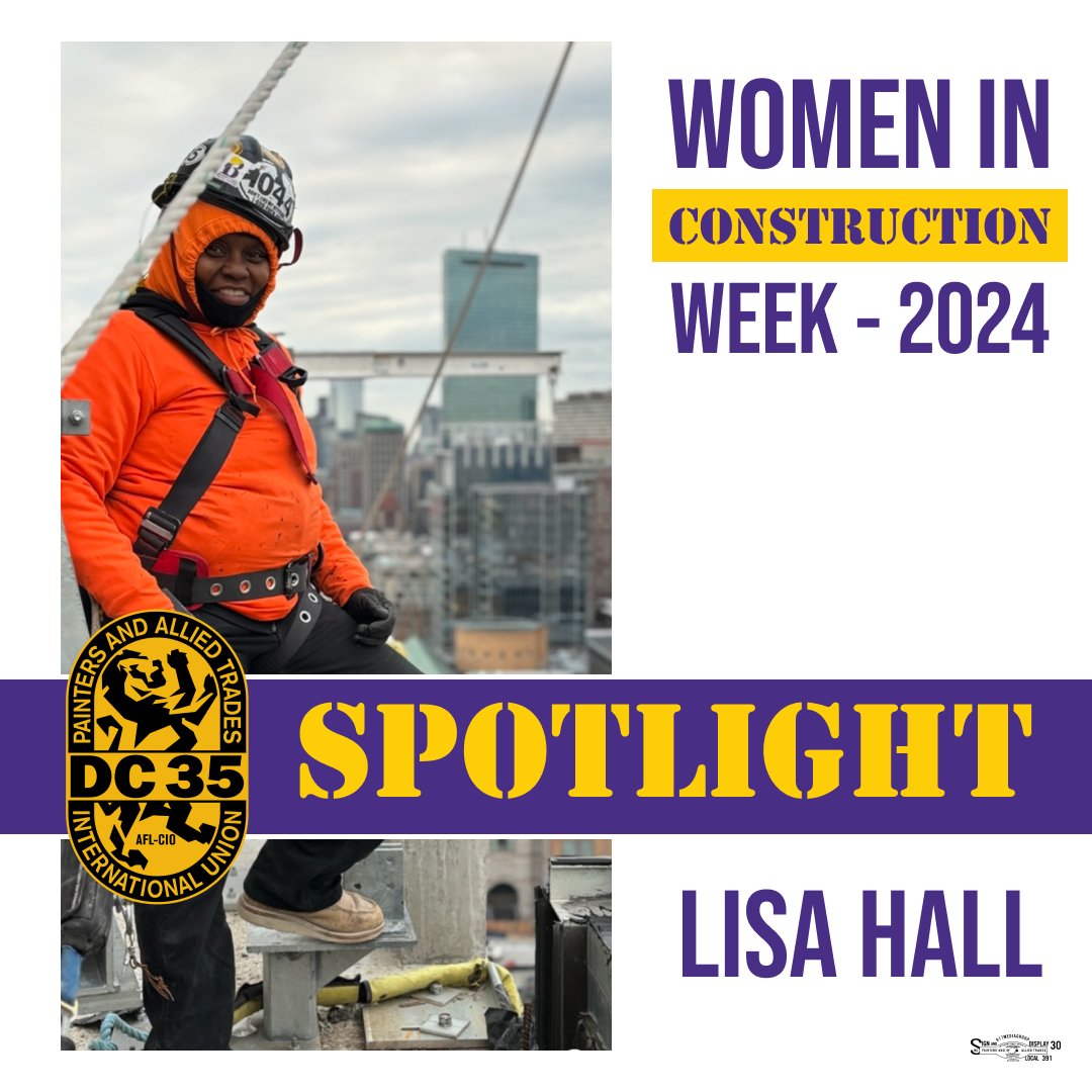 For #WomeninConstructionWeek, we're highlighting Lisa Hall, a Local 1044 Glazier. Lisa enjoys what she does; her favorite job so far has been with Metro Glass and Metal. Lisa serves as an example for her children that they can pursue union construction work in the future.