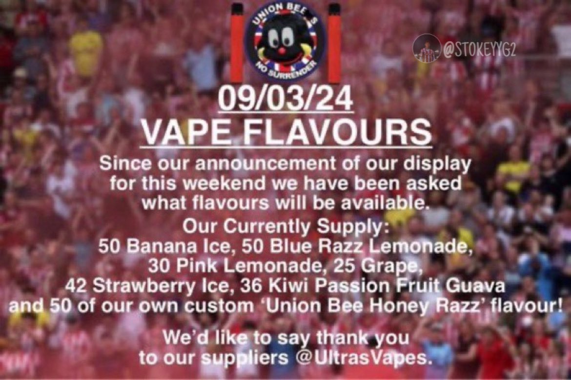 Brentford Ultras are handing out disposable vapes for tomorrows game against Arsenal in an attempt to ‘create a wall of smoke’ 

Incredible 😂😂😂