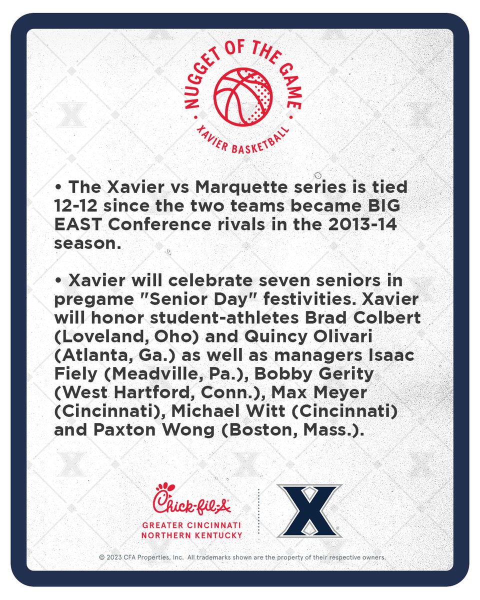 Xavier Gameday tweet media