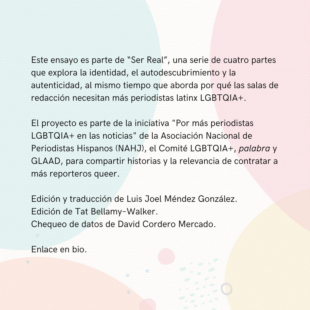 palabranahj's tweet image. Nuestros nombres trascienden las palabras. @ReporterHerrera reflexiona sobre un viaje de una década de cambios de nombre y navega por las intersecciones de ser transgénero y latine. Lee "Más que una Palabra", parte de la serie 🌈📰 #SerReal

🔗bit.ly/3v4P1xK