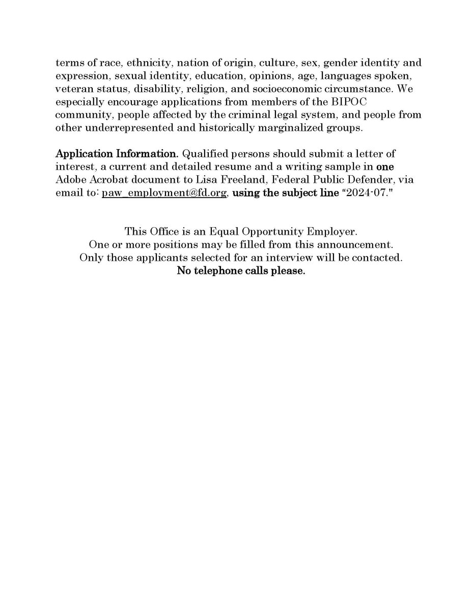 New: The Western District of Penn. Federal Public Defender's Office is hiring an appellate attorney! That's a great job in an outstanding office in a city with a million bridges and TWO funiculars!
fd.org/sites/default/…
#AppellateTwitter
#AppellateJobs
#PublicDefenderJobs