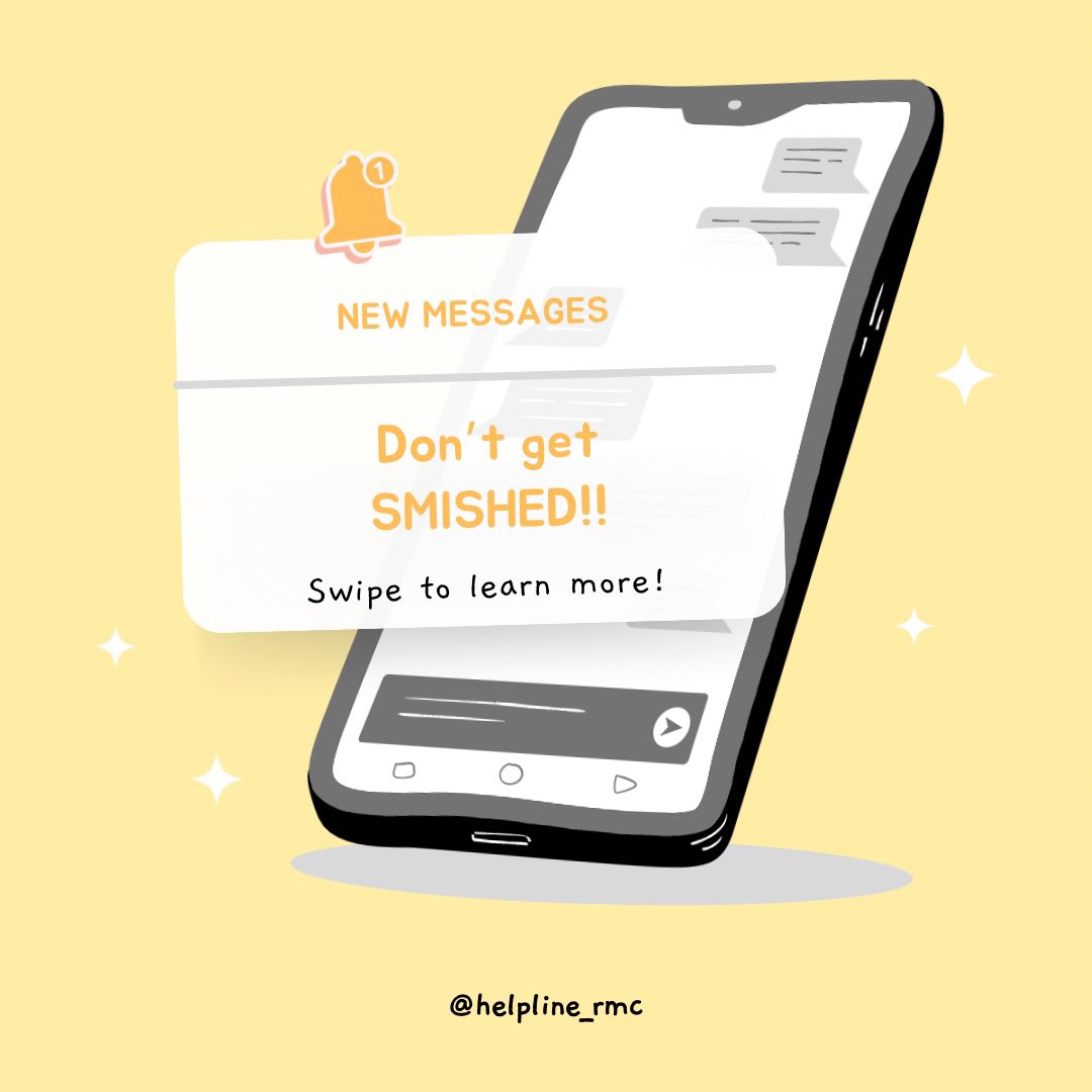 TechnologyMacon's tweet image. Don’t get smished! Follow these tips and learn more on our instagram @helpline_rmc ! 

#smishing #smsphishing #safetytips