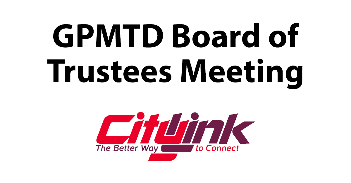 The March 11, 2024 GPMTD Board of Trustees meeting will be held virtually or in-person starting at 5:30 pm & there will also be an option to call into this meeting. Please visit our website for more information: bit.ly/2JTfRh4
