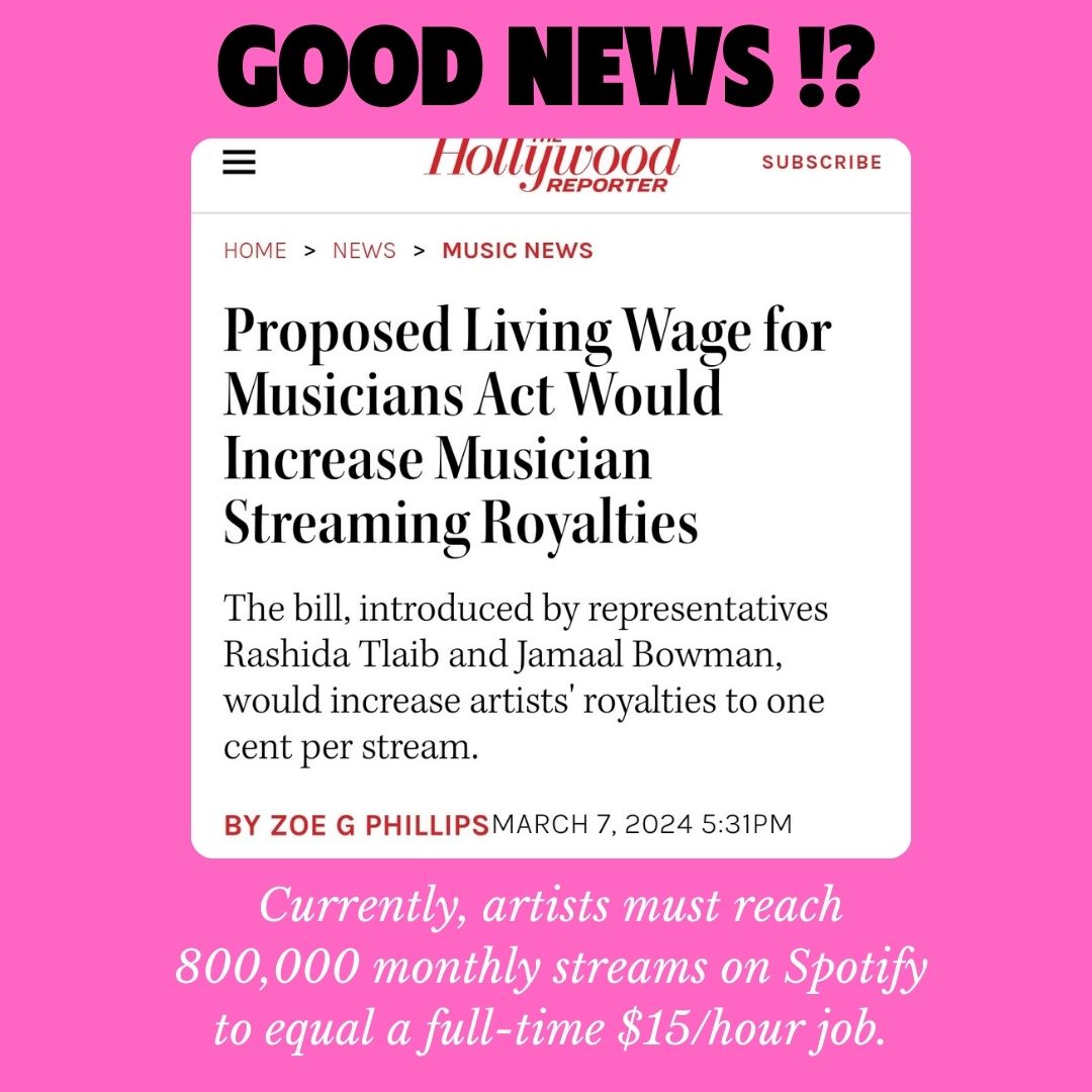 CirculateMusic's tweet image. Currently, artists must reach
800,000 monthly streams on Spotify
to equal a full-time $15/hour job.
#streaming #royalties #musiciansact