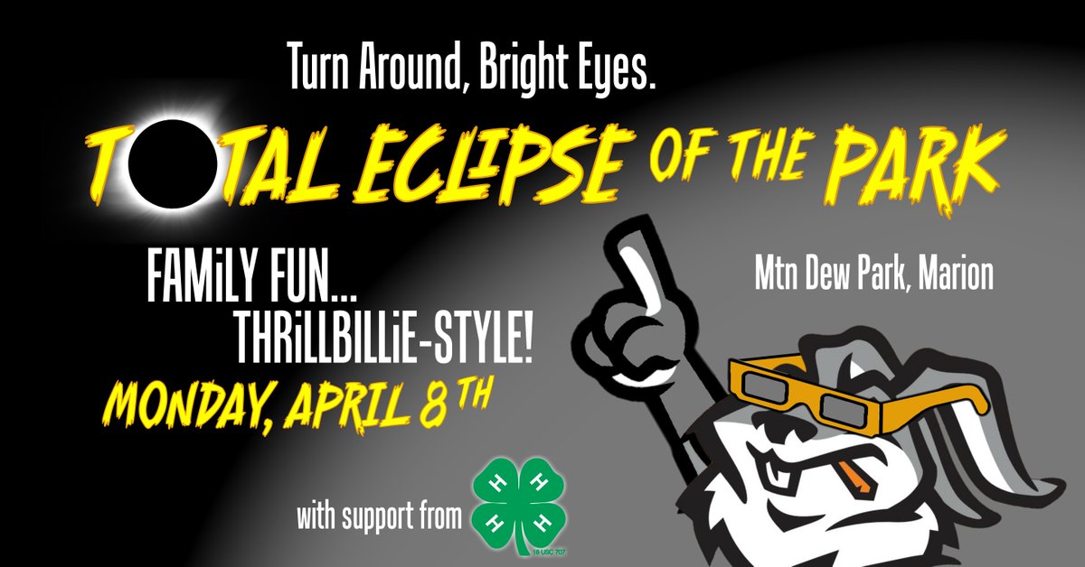 Needing a premium spot to watch the eclipse coming up a MONTH FROM TODAY?? Thrillville with the support of the 4-H Club will be hosting a family-friendly event where you can view the total solar eclipse. Purchase your tickets now at thrillbillies.com/sports/bsb/202…