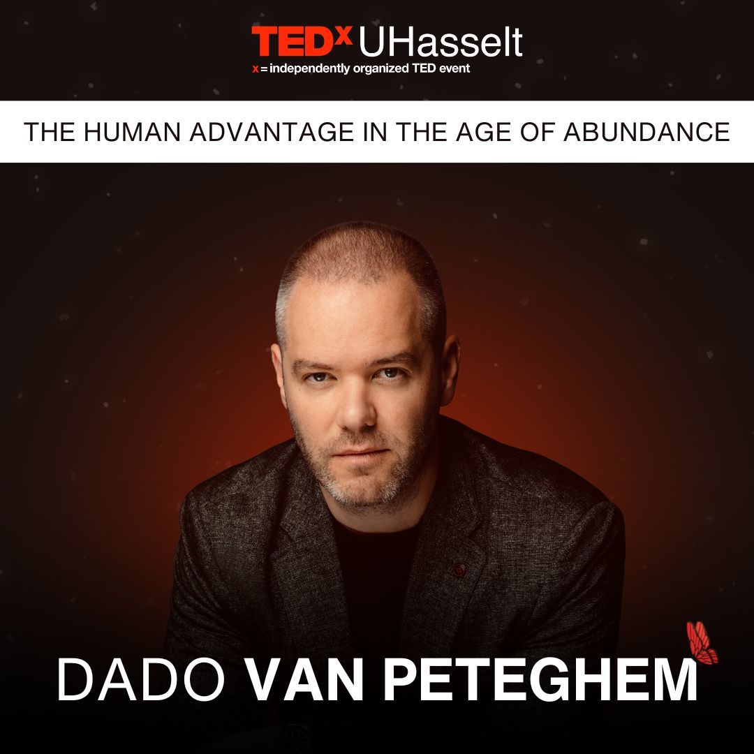 We're thrilled to announce Dado Van Peteghem as one of our speakers at TEDxUHasselt! Secure your complimentary ticket now by visiting our website (link in bio).
