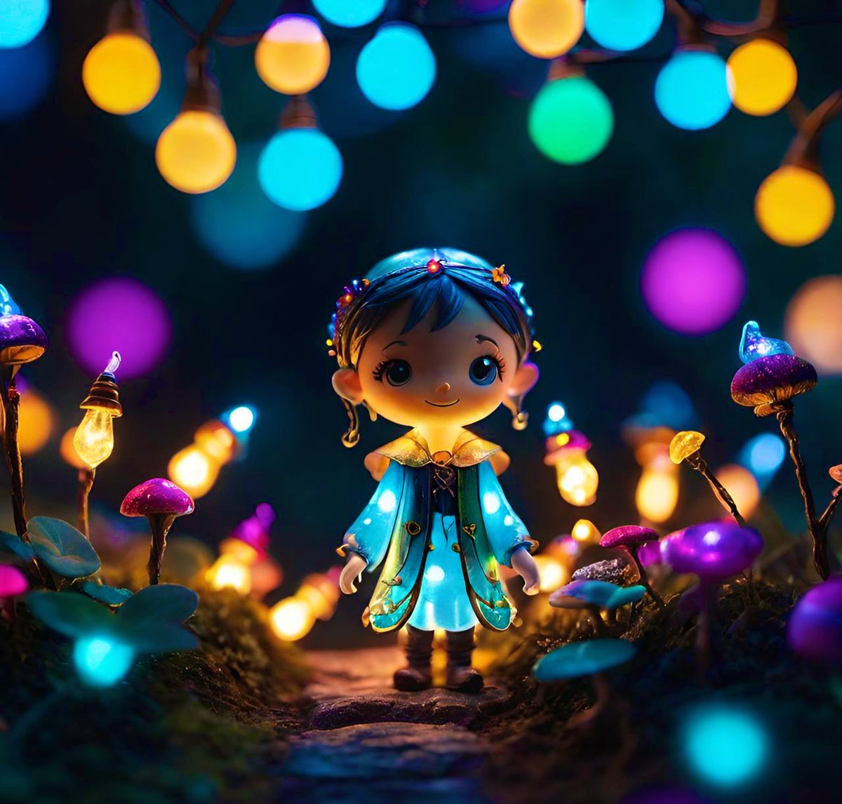 Magical fairy at night 🧚‍♀️✨ #fairy #fairytale #magical #fairylight #colorful #fantasyart #AIArtCommuity #aiart #aiartist #artwork