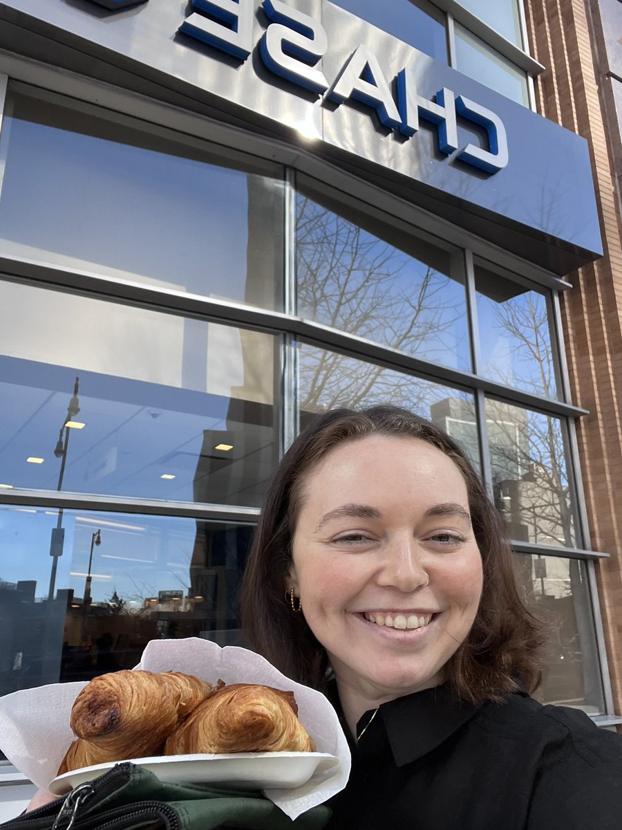 This month I took over doing the cash deposits at work, so now I go to the bank at about the same time 3 to 4 days a week. Today my bank teller had two croissants, waiting on a plate for me. Life is good.