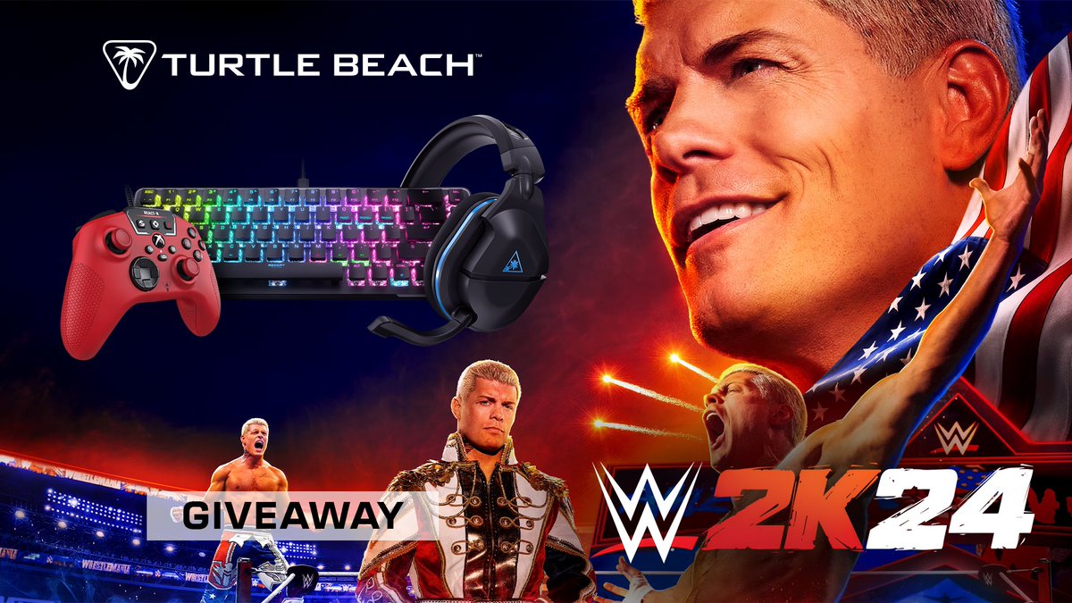 WWE 2K24 is here and we're doing a giveaway to celebrate! 🤼 

You could win...

🎧 Stealth 600 Gen 2 Max
⌨️ Vulcan II Mini
🎮 Red REACT-R Controller
🕹️ Copy of WWE 2K24

To enter, follow <a href="/TurtleBeach/">Turtle Beach</a> &amp; @ROCCAT, like &amp; retweet, and tell us who your favourite wrestler is!