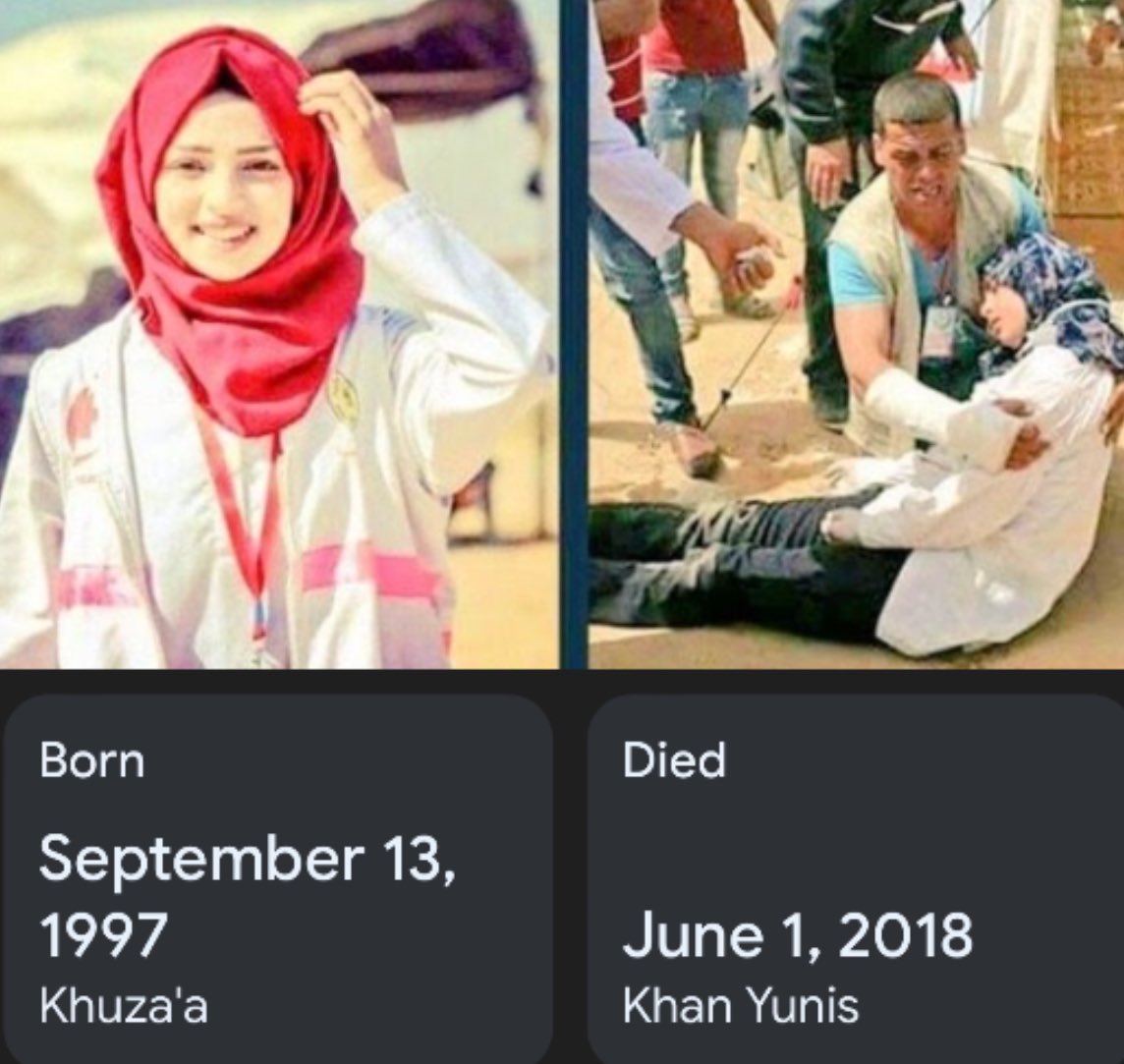 this #WomensDay, remembering 20-year-old Palestinian nurse and hero Razan al-Najjar as a volunteer medic, she was working to evacuate wounded during the 2018 Great March of Return protests, when Israeli forces deliberately targeted, shot, and killed her her mother said she “may…