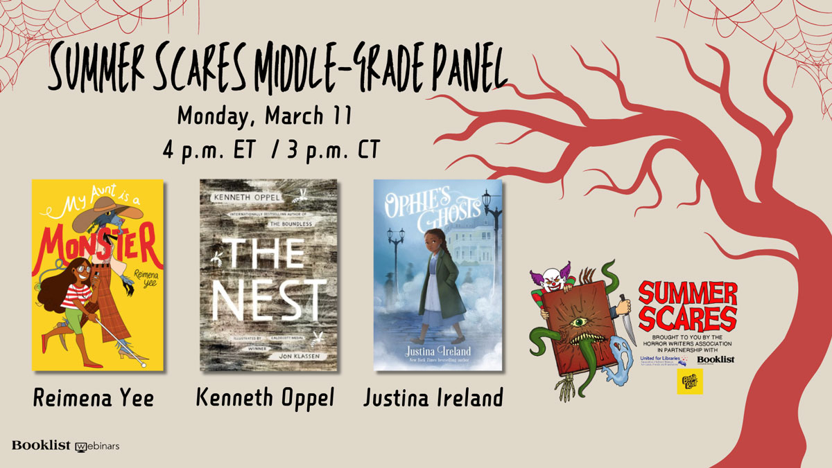 Are you brave enough to attend our @SummerScares Middle-Grade webinar on Monday (3/11)?! 💀😱Join us at 4 p.m. ET / 3 p.m. CT for a conversation with Justina Ireland, @kennethoppel, and @reimenayee! Register now: bit.ly/3T66Bd1