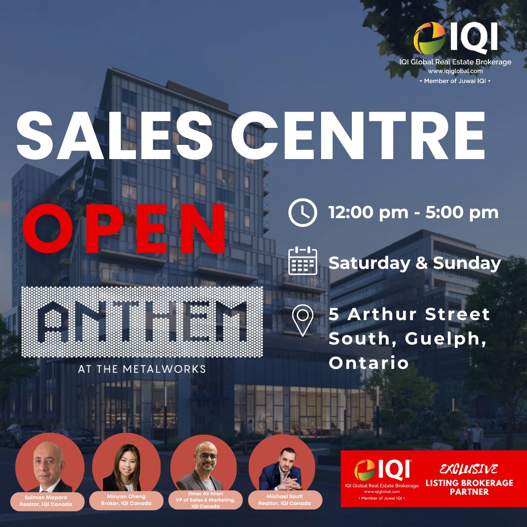 iqicanada's tweet image. 🌟 Dive into the Anthem experience! Sales Centre open every weekend 12-5 pm. Meet our IQI Team, tour Model Suite, learn about Anthem units, and discover The Metalworks charm. See you there! 🏢✨

📍 5 Arthur St S, Guelph.

#AnthemLiving #Guelph #ModelSuite #IQICanada
