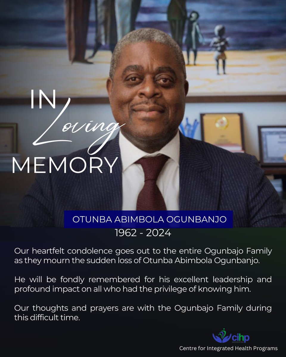 cihp_ng's tweet photo. We pray for the eternal rest of Dr. Herbert Wigwe, the former CEO, Access Holdings PLC, his wife, son, and Otunba Abimbola Ogunbanjo, the former Group Chairman of the Nigerian Exchange Group Plc (NGX Group). 

Rest in Power. 

#RememberingHerbertWigwe https://t.co/bLa8QvdNPh
