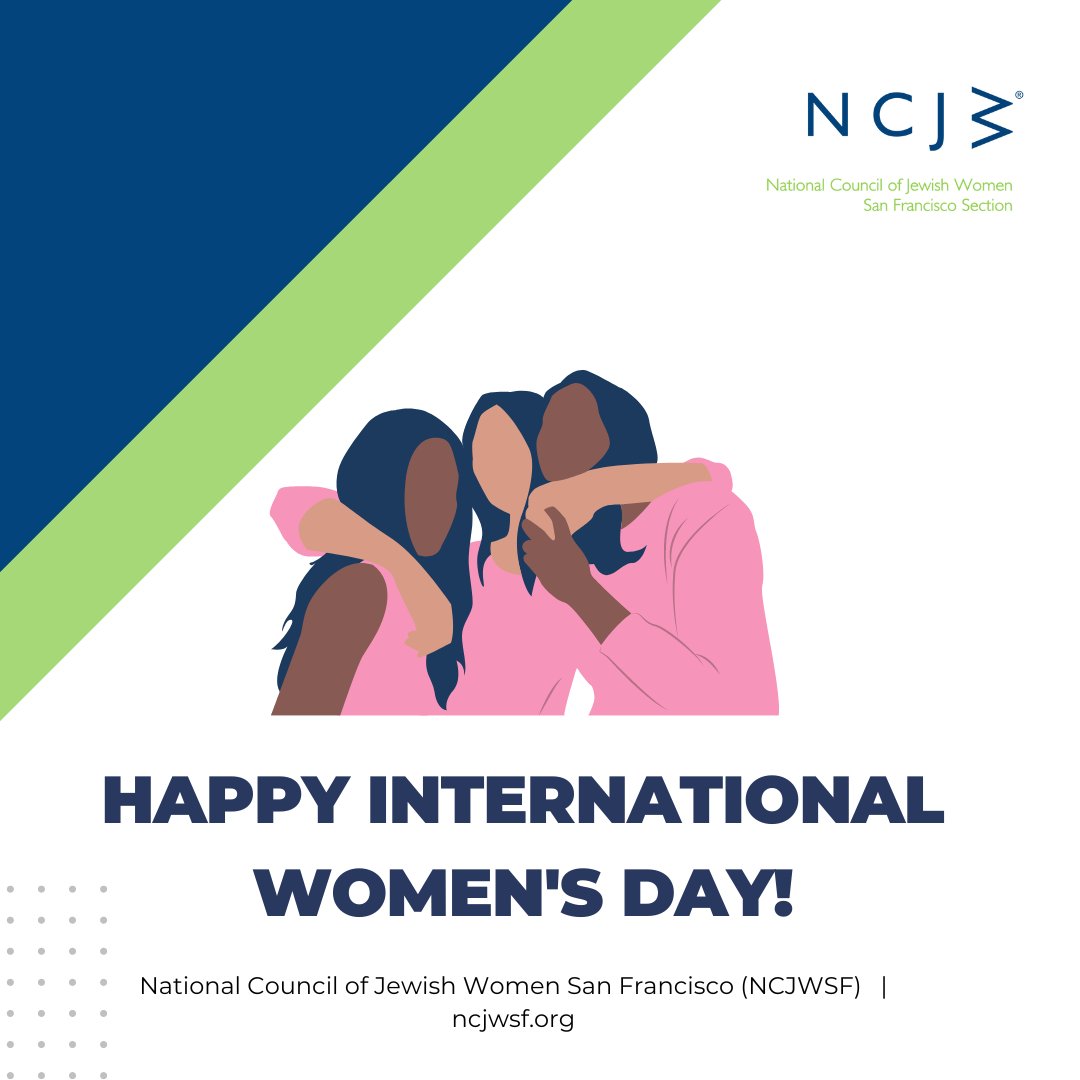NCJW_SF's tweet photo. Happy International Women's Day!  
 #InternationalWomensDay #WomensRights #WomenEmpowerment #GenderEquality #WomenInLeadership #StrongWomen #WomenSupportingWomen https://t.co/OiP3yDL9tf