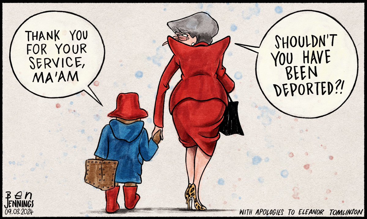 Ben Jennings on #TheresaMay standing down as an MP at the next election #PaddingtonBear – political cartoon gallery in London original-political-cartoon.com