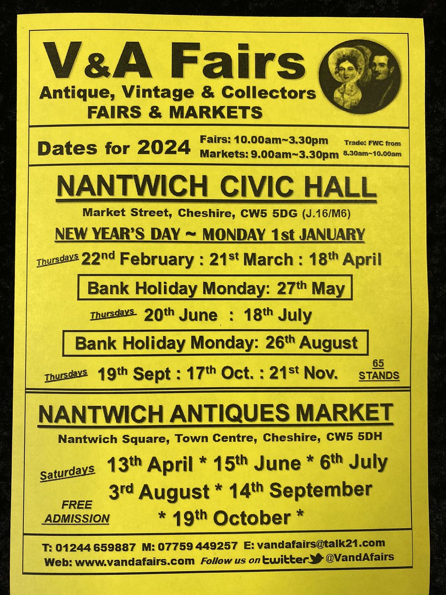 New dates for your diary…all our antique fairs and markets for 2024 vandafairs.com
