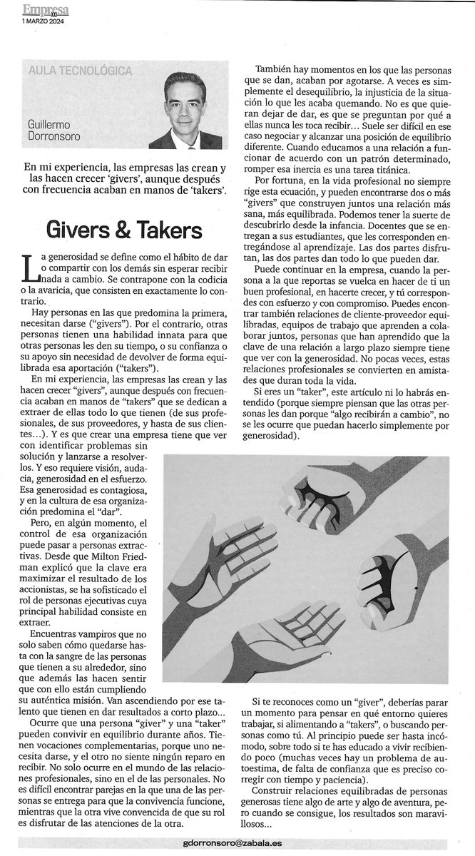 "Givers &amp; Takers" algunas ideas desordenadas sobre cómo funcionan las organizaciones (sobre todo dedicadas a los "Givers")
