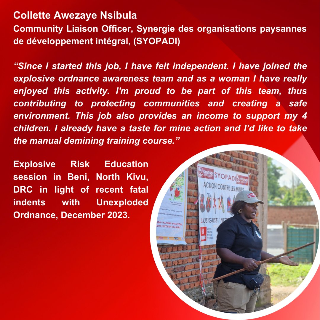 On the International Women’s Day, UNMAS MONUSCO is proud to showcase the excellent work of Congolese women on mine action and arms control.
#MONUSCO #EOD #TogetherForSafety
#InternationalWomensDay #WomenEmpowerment
#Genderequality #CNCALPC