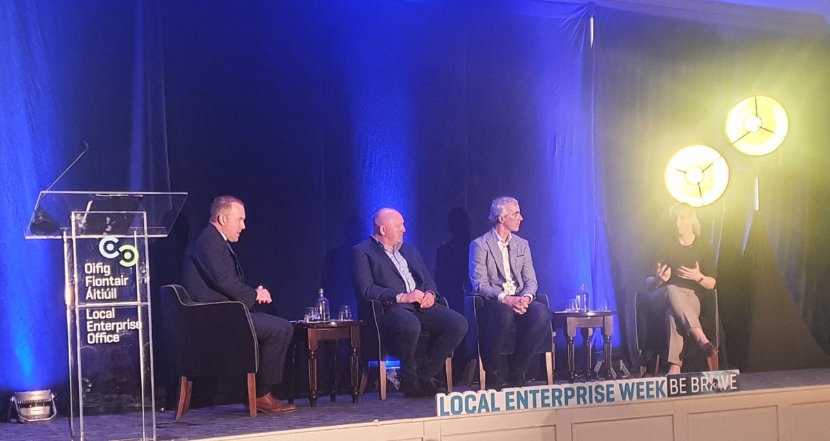 Enjoyable few hours at 'The Business of Leadership - Lessons from Sport' event in @MountErrigal this morning. MC was @perry_sean. He was joined by @bernardjackman, @officialdonegal manager Jim McGuinness and Cora Staunton.