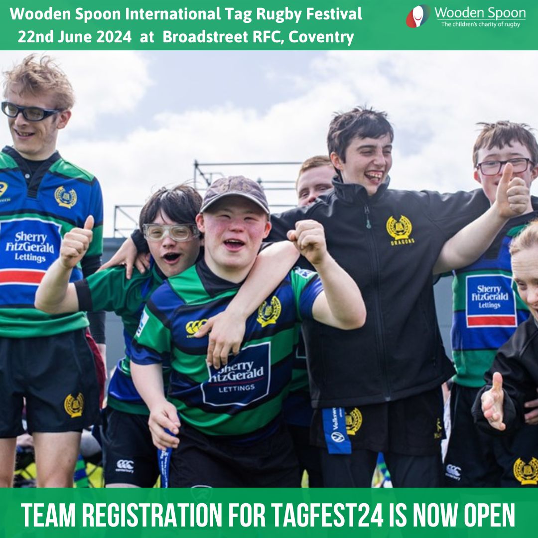 TEAM REGISTRATION IS NOW OPEN! The Wooden Spoon International Tag Rugby Festival is set to be a wonderful event where children and young people living with disability can thrive through the joy of playing rugby. bit.ly/435EuiC