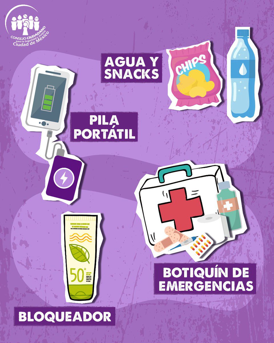 ¿Es tu primera marcha del #8M? Tranqui, nosotr@s recomendamos que lleves estos artículos primordiales en tu mochila. No olvides reunirte con amigas de tu confianza y compartir tu ubicación en tiempo real #EmpoderamientoFemenino💜