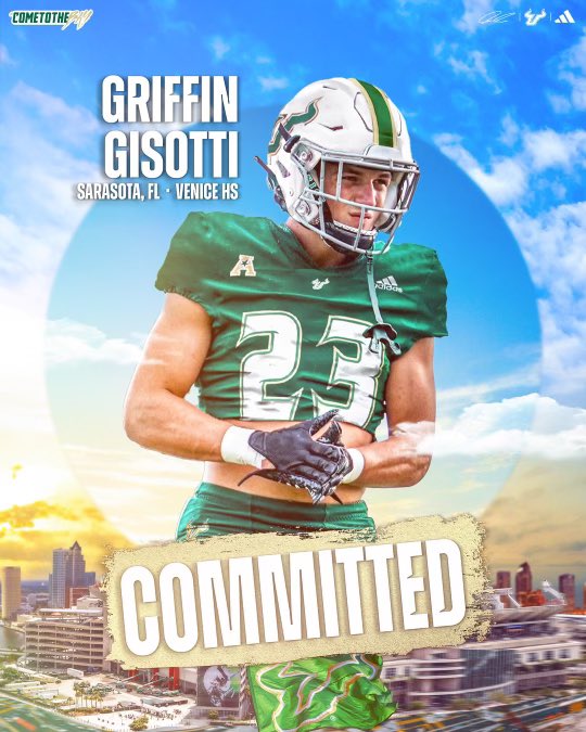 Excited to Announce I will be committing to USF🤟🏼💚 Thank you to my family, friends, and coaches for all the support and being a part of this journey. #GoBulls @CoachGolesh @LWashTheCoach @CoachBahler @Qoach_Nick @john_p34 @jleee74 @VeniceIndianFB