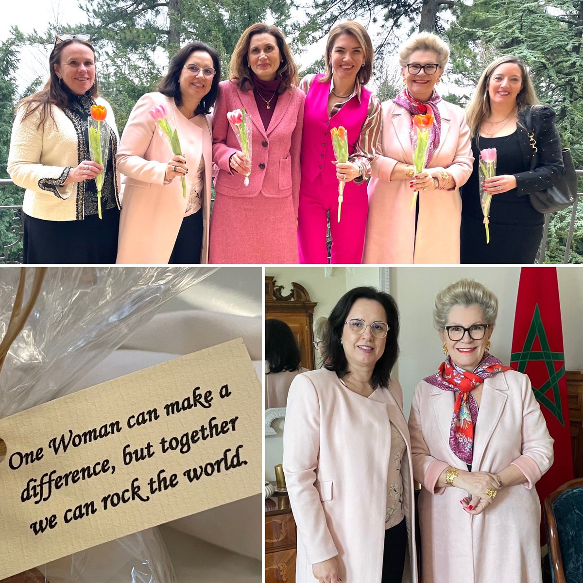 A wonderful women ambassadors’ lunch for International Women Day - hosted by the Ambassador of Morocco ! “One woman can make a difference but together we can rock the world! “ 🇫🇷 🇲🇦 🇱🇧🇹🇷🇭🇺🇦🇷 #women4diplomacy
