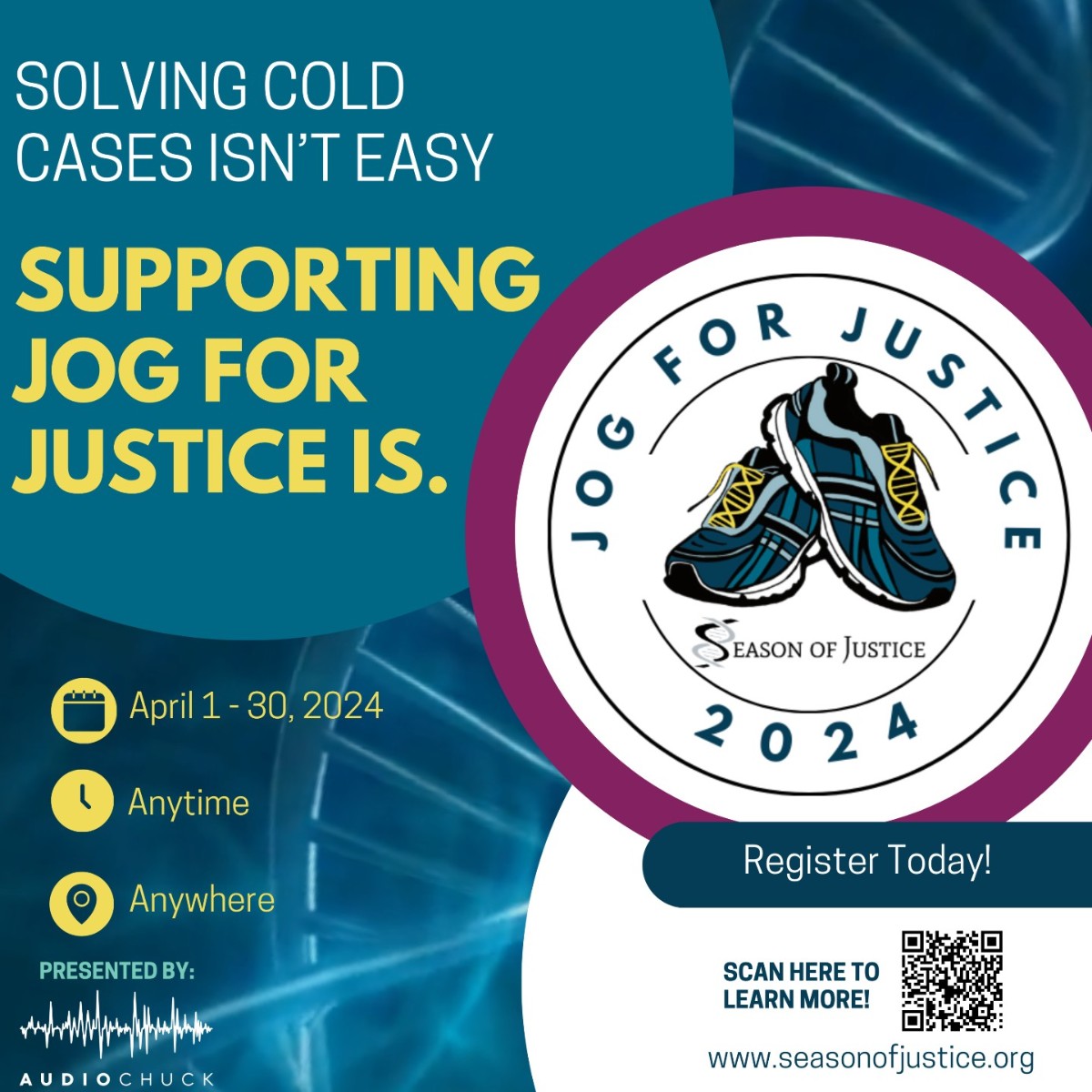 We are proud to be a supporter of Season of Justice’s inaugural Jog for Justice - a virtual 5k! There is still time to register! Visit seasonofjustice.org/jog-for-justic… or head to @season_justice for more information! 🏃🧬
