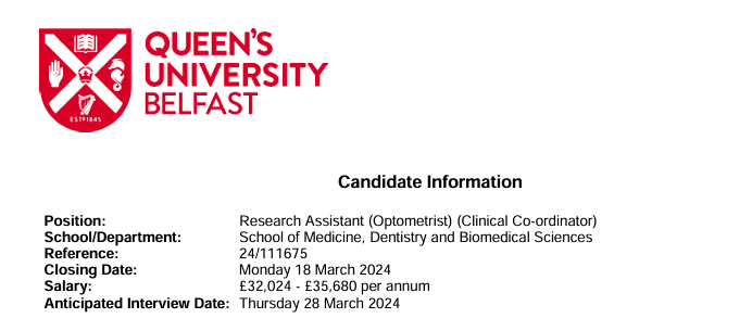 Exciting opportunity to join our NICRF team! To apply, please visit below link. Application closing date is Monday 18th March 2024. #QUB #research #job Job Link:-hrwebapp.qub.ac.uk/tlive_webrecru…