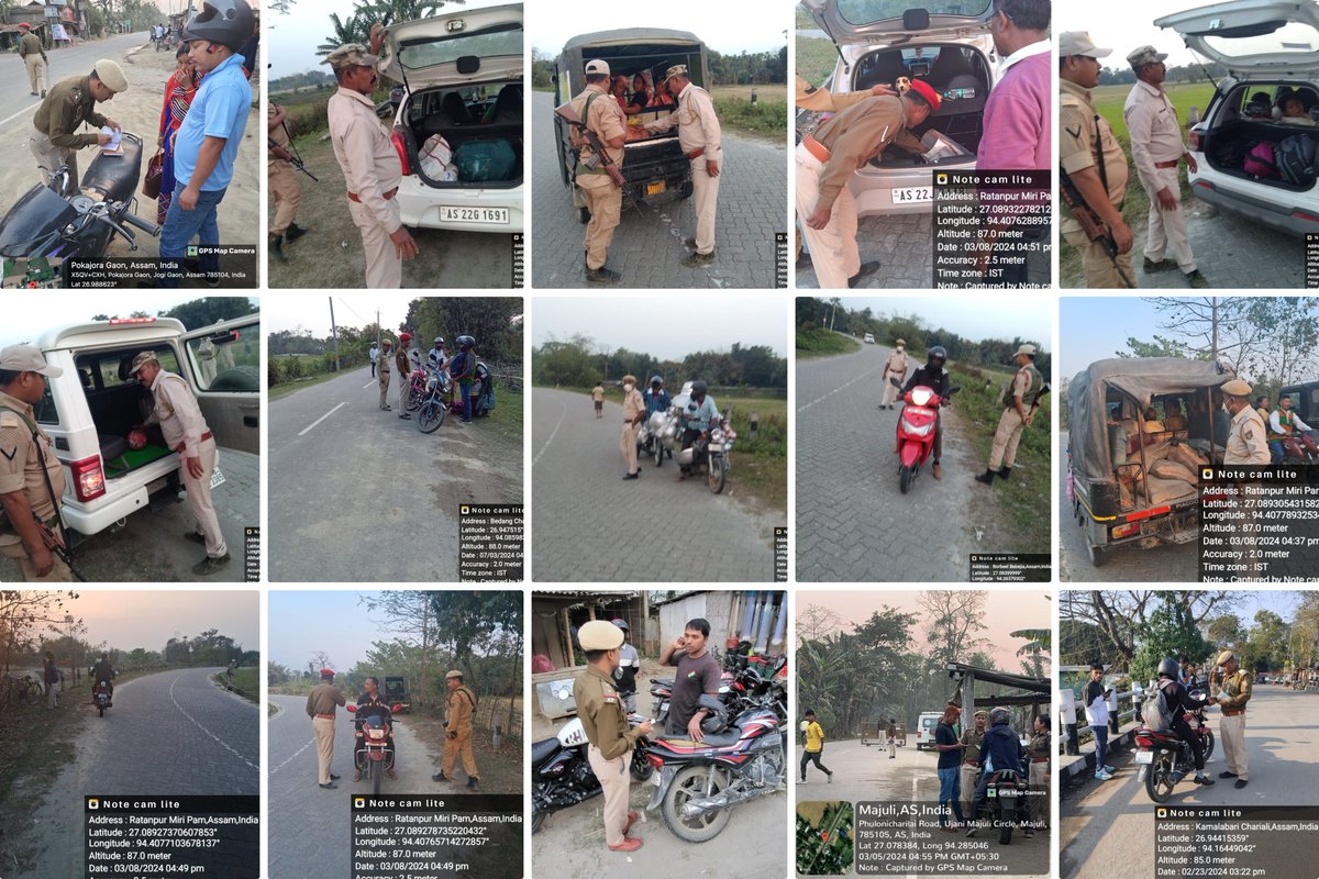 Glimpses of NakaChecking across the district. #Committed2PublicSafety #DontDrinkAndDrive #RoadAccidentPreventionPriority #FollowTrafficRules @CMOfficeAssam @assampolice @DGPAssamPolice @gp