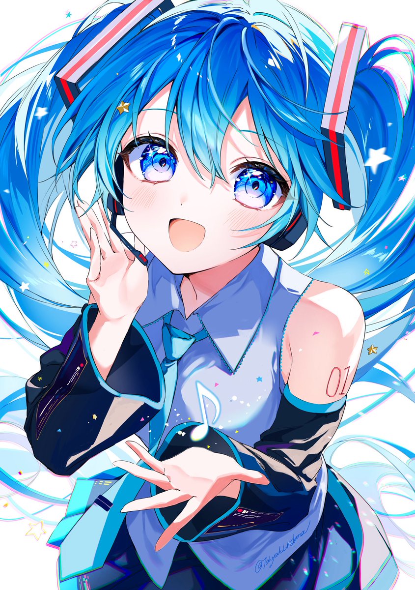 hatsune miku 1girl solo long hair blue eyes skirt twintails necktie  illustration images