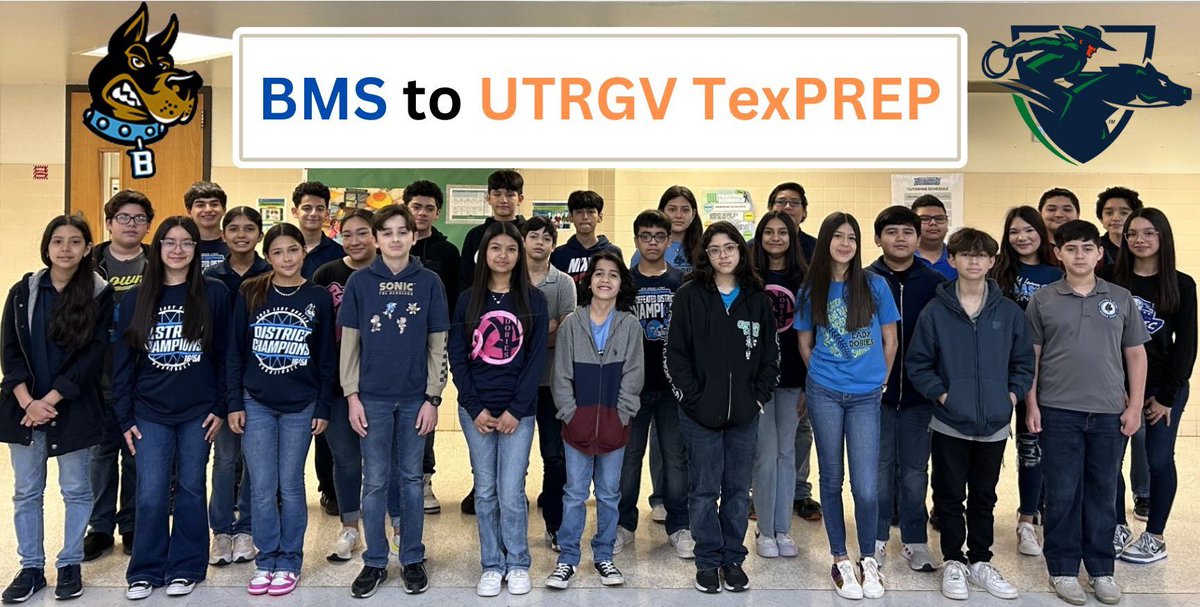 BMS takes on UTRGV TexPREP this summer! We have 32 students who have been accepted 🎊 way to go Dobies! So proud of your dedication towards your academics! 💙🐾 <a href="/bmsdobies/">Brown Middle School</a>