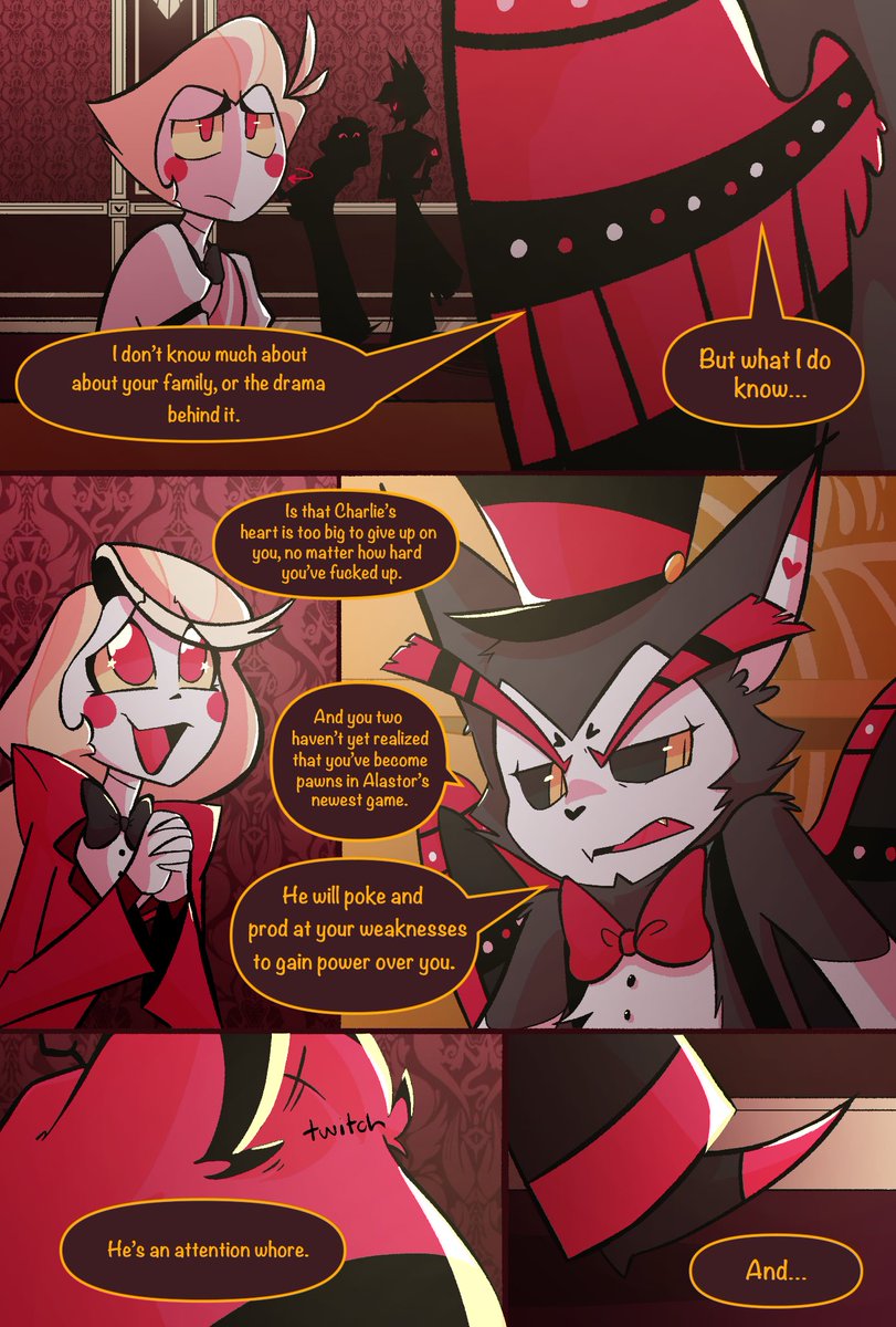 2/? Sorry for the wait! Decided to put more effort into this comic and upgrade the quality! Husk spitting some straight facts for Lucifer over here 👀 #radioapple #appleradio #HazbinHotelFanart #HazbinHotelCharlie #HazbinHotelAlastor #HazbinHotelLucifer #HazbinHotelHusk