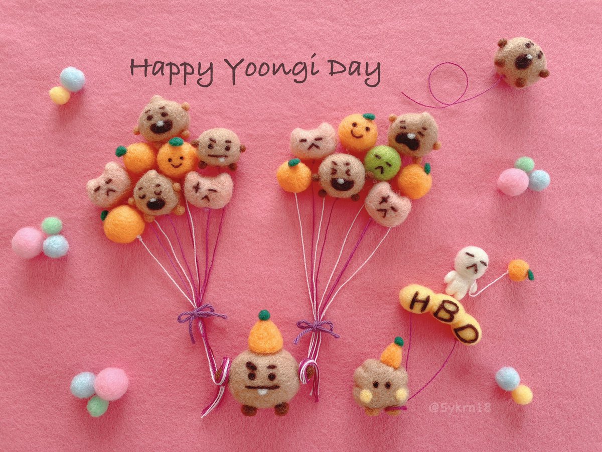 🎈Happy Birthday 🎈 🍊🐱🍪Yoongi🍪🐱🍊 #HAPPYSUGADAY #HappyBirthdayYoongi #羊毛フェルト