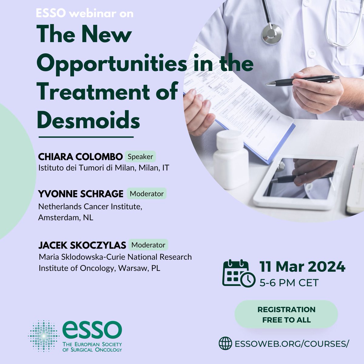 European Society of Surgical Oncology (ESSO) (@essonews) on Twitter photo ✅Register now for our next #FreeWebinar! 💡Let's learn about #desmoidtumours 🔗us02web.zoom.us/webinar/regist… #SoMe4Surgery
<a href="/EYSAC1/">EYSAC</a> <a href="/asgbi/">ASGBI</a> <a href="/BASO_ACS/">BASO~The Association for Cancer Surgery</a> <a href="/SurgeryWomen/">WomenInSurgeryUK</a> <a href="/SOS_Pk/">Surgical Oncology Society Pakistan. SOSPK</a> <a href="/ASiTofficial/">ASiT</a> <a href="/Cerrahi_Onko/">Cerrahi Onkoloji Derneği</a> <a href="/sbco_oficial/">Sociedade Brasileira de Cirurgia Oncológica (SBCO)</a> <a href="/SFCOnco/">SFCO</a> <a href="/operarelcancer/">SEOQ | Los cirujanos del cáncer #operarelcancer</a> <a href="/YoungSurgeonsAT/">Youngsurgeons</a> @junge_chirurgie <a href="/YSAC_PK/">Young Surgeons Advisory Committee (YSAC)</a> ✅Register now for our next #FreeWebinar! 💡Let's learn about #desmoidtumours 🔗us02web.zoom.us/webinar/regist… #SoMe4Surgery
<a href="/EYSAC1/">EYSAC</a> <a href="/asgbi/">ASGBI</a> <a href="/BASO_ACS/">BASO~The Association for Cancer Surgery</a> <a href="/SurgeryWomen/">WomenInSurgeryUK</a> <a href="/SOS_Pk/">Surgical Oncology Society Pakistan. SOSPK</a> <a href="/ASiTofficial/">ASiT</a> <a href="/Cerrahi_Onko/">Cerrahi Onkoloji Derneği</a> <a href="/sbco_oficial/">Sociedade Brasileira de Cirurgia Oncológica (SBCO)</a> <a href="/SFCOnco/">SFCO</a> <a href="/operarelcancer/">SEOQ | Los cirujanos del cáncer #operarelcancer</a> <a href="/YoungSurgeonsAT/">Youngsurgeons</a> @junge_chirurgie <a href="/YSAC_PK/">Young Surgeons Advisory Committee (YSAC)</a>
