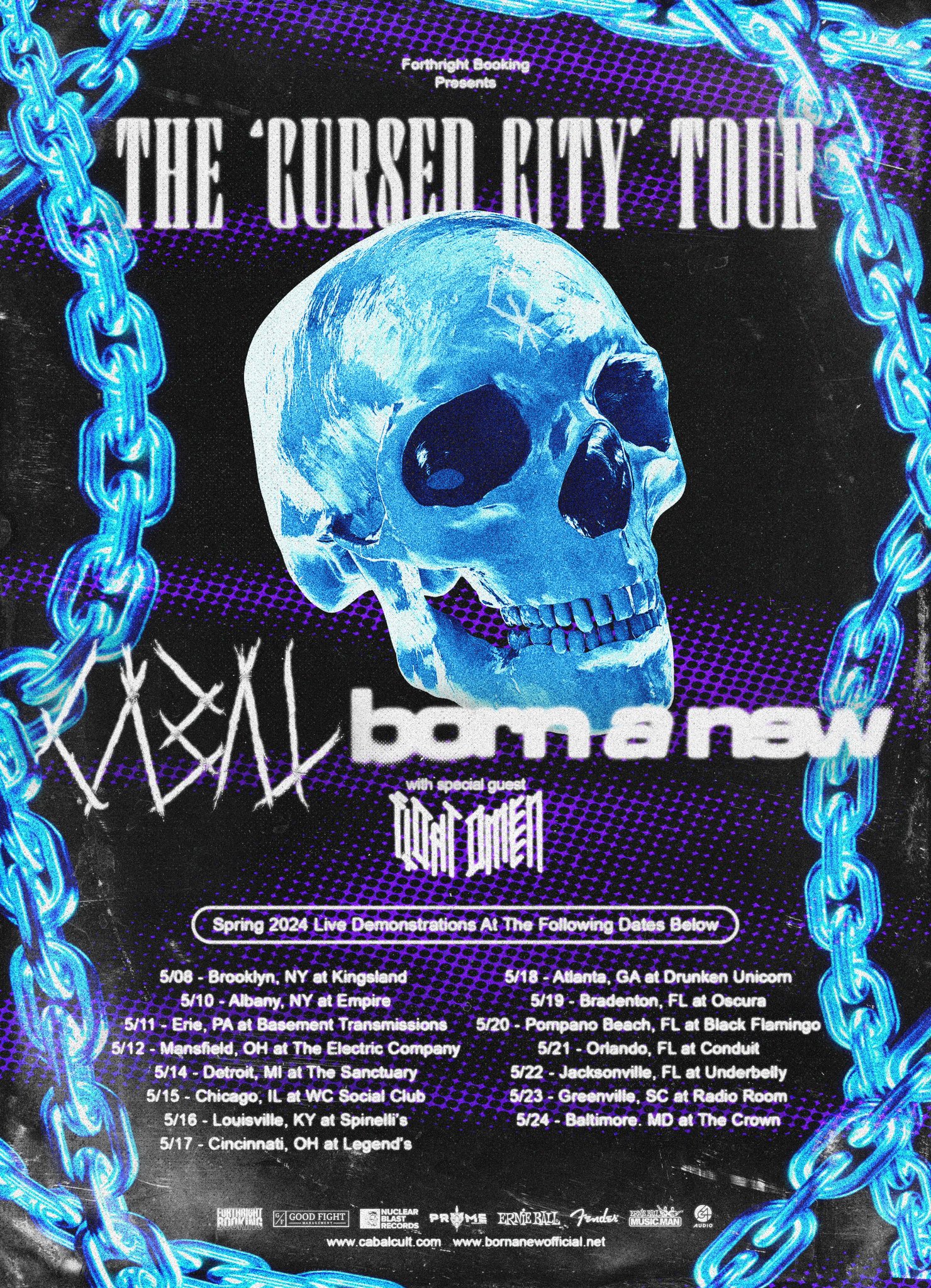 Cabal, Born A New, and Float Omen announced for The 'Cursed City' Tour