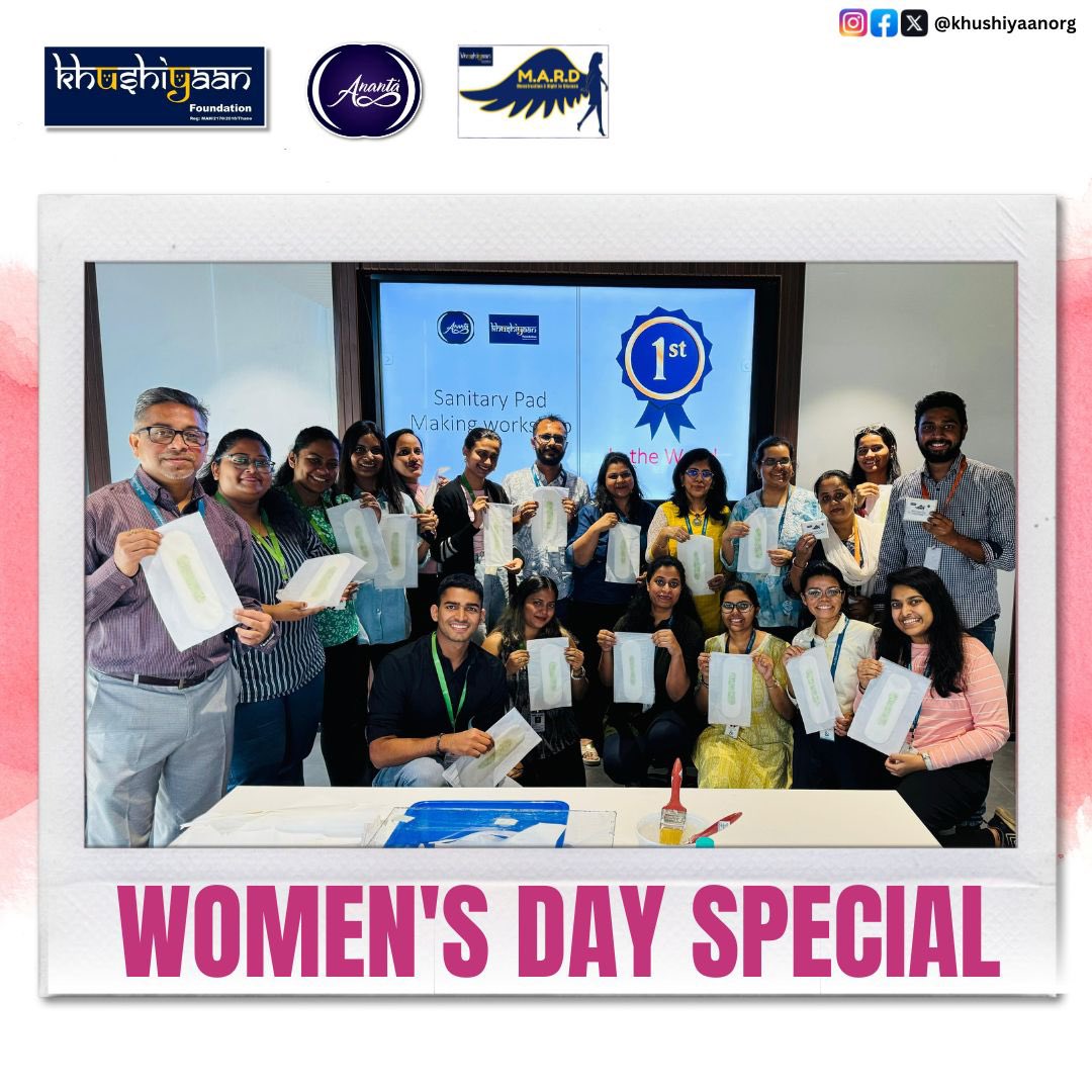 (1/2) Happy International Women's Day! 🌸 Team Khushiyaan Foundation, in collaboration with #dunandbradstreet conducted an eco-friendly sanitary napkin-making workshop at Turbhe office.