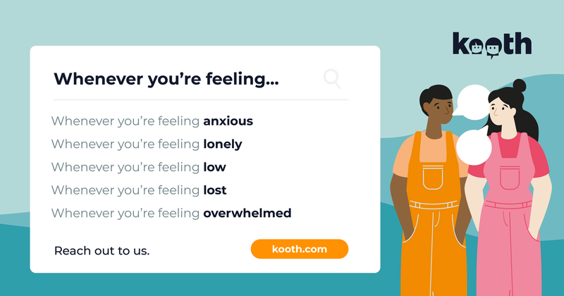 Holly_Kooth's tweet photo. Feeling sad, lonely or overwhelmed? You’re not alone. 

Kooth provides instant access to free and anonymous mental health and wellbeing support for young people.
 
At Kooth, no problem is too big or small, and it only takes a few minutes to get started - https://t.co/VJ2OqtZWqt https://t.co/VgEyvhTQDV