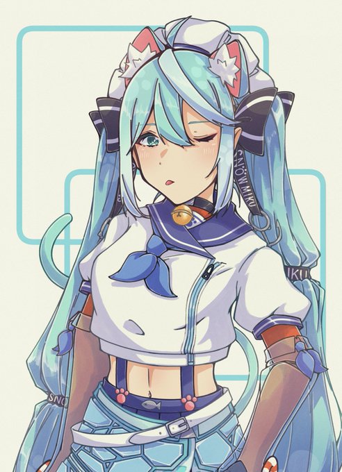 にゃんこズ合同で描かせて頂きました〜!2022雪ミク公募で自分でデザインしたやつ……2022!?!!?! #Magical_Snow_Cats_Carnival#にゃんこズ合同#雪ミク 