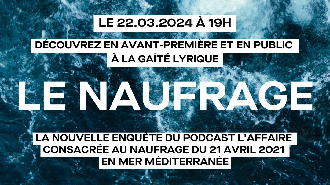 Notre nouvelle enquête du podcast L’Affaire est à découvrir en avant-première et en public à la @gaitelyrique le 22 mars avec @SinaMir, Sophie Beau de @SOSMedFrance, François @Gemenne et Camille Schmoll 👏 Inscrivez-vous ! ➡️ bit.ly/3IpGxVc