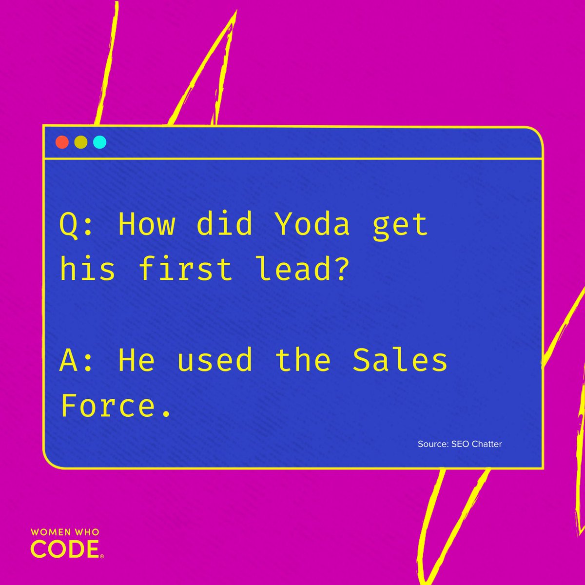 WomenWhoCode's tweet image. Need a mood boost?
Indulge in #FunWithCode to brighten up your day!
#WomenWhoCode
#WomeninTech #WomeninSTEM
