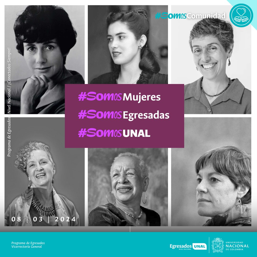 Hoy conmemoramos el día de la mujer y rendimos tributo a todas las mujeres UNAL. 👩‍🎨👩‍💼👩‍🏫👩‍⚕️ Hoy valoramos aún más el impacto positivo que generan en la comunidad académica y en la sociedad 🙌 #SomosComunidad #SomosEgresadas #SomosUNAL