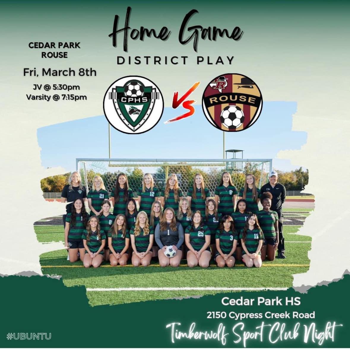 Big home game tonight to end the regular season against Rouse, before we move to phase three of the season: playoffs! #ubuntu #cpdna @CoachQCPProud @LISD_AD @LethalSoccer @var_austin @varsity_news @CPHS_Sports