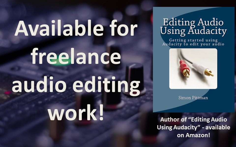 Have audio or recordings you don't have time to edit?

I'm available for freelance audio editing work!

To discuss further, e-mail: simon@libraryplayer.co.uk

#smallbusiness #freelancework #communityradio